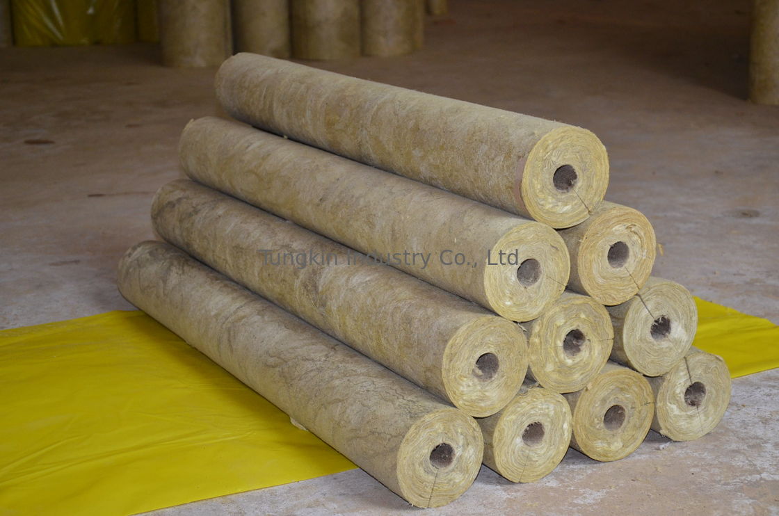 High Density Rockwool Pipe Insulation Material Heat Resistant ISO CE